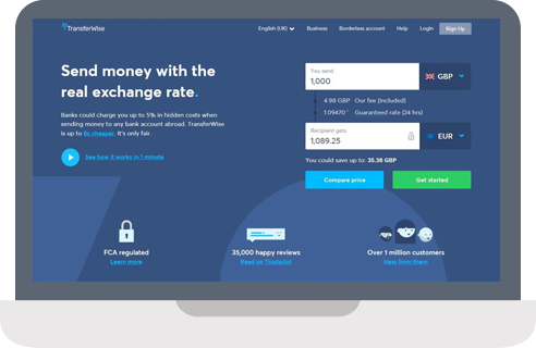 Layer 41 TransferWise website screenshot.