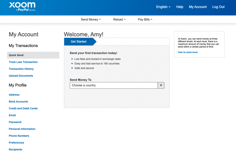 How to transfer money overseas with Xoom Step 2