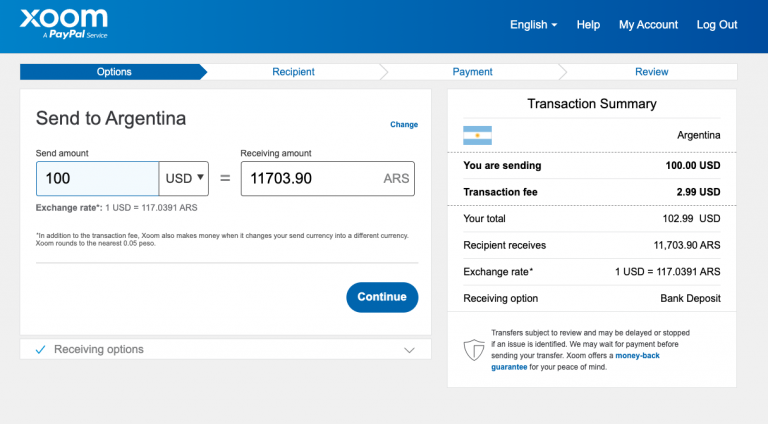 How to transfer money overseas with Xoom Step 3