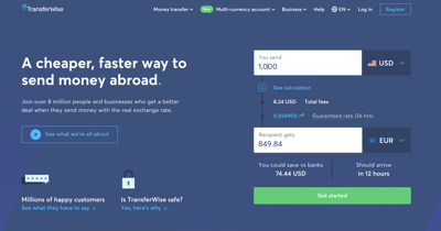 TransferWise Fees with TransferWise account
