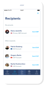 TransferWise Money Transfer App allows you to send money to bank accounts