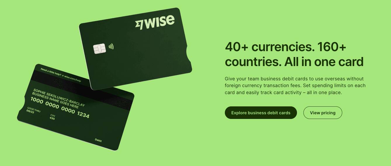 Wise Business debit cards for international spending
